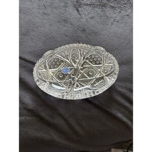 Vintage Imperial Glass Divided Dish Sawtooth‎ Edges IG Logo Intricate 7.5"X5"